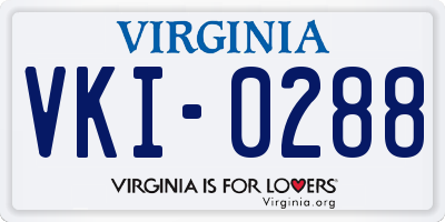 VA license plate VKI0288
