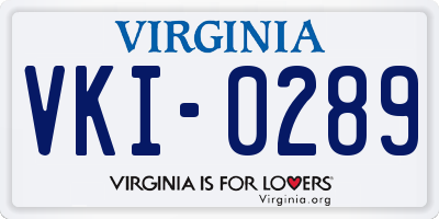 VA license plate VKI0289