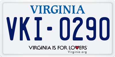 VA license plate VKI0290