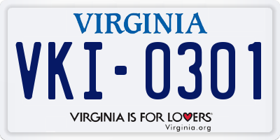 VA license plate VKI0301