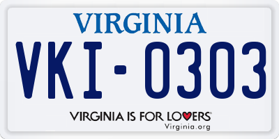 VA license plate VKI0303