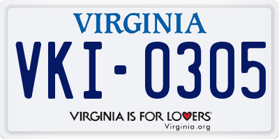 VA license plate VKI0305