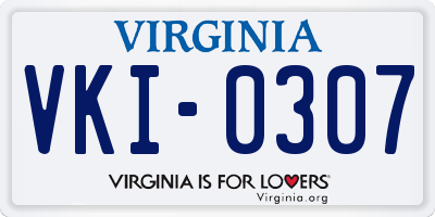 VA license plate VKI0307