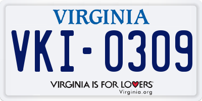 VA license plate VKI0309