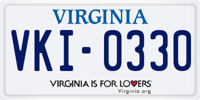 VA license plate VKI0330