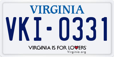 VA license plate VKI0331