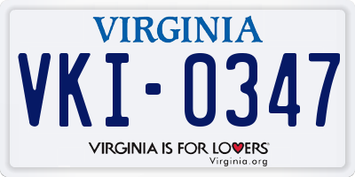 VA license plate VKI0347