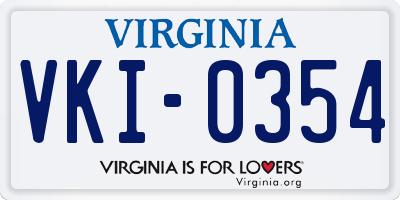 VA license plate VKI0354