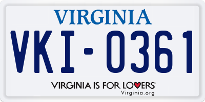 VA license plate VKI0361