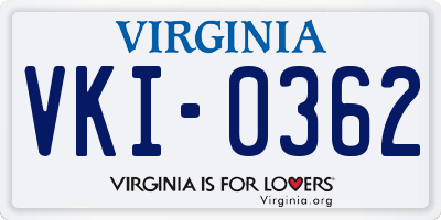 VA license plate VKI0362