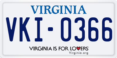 VA license plate VKI0366