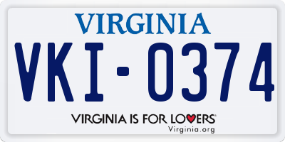 VA license plate VKI0374