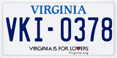 VA license plate VKI0378