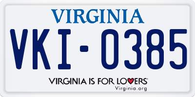 VA license plate VKI0385