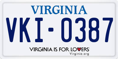 VA license plate VKI0387