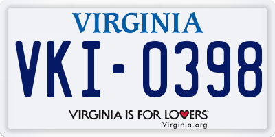 VA license plate VKI0398