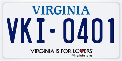 VA license plate VKI0401