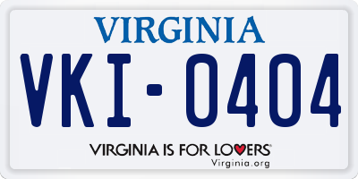 VA license plate VKI0404