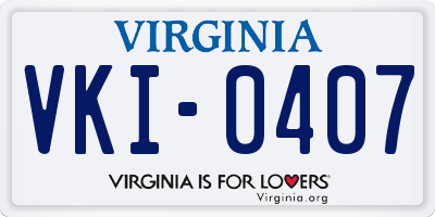 VA license plate VKI0407