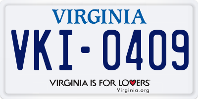 VA license plate VKI0409