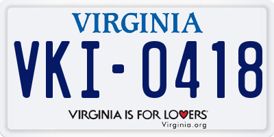 VA license plate VKI0418