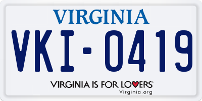 VA license plate VKI0419