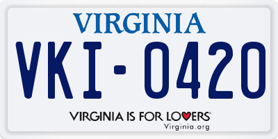 VA license plate VKI0420