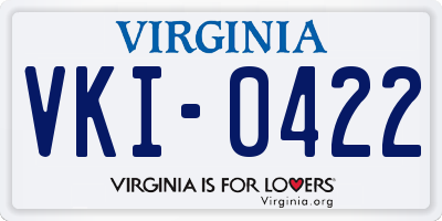 VA license plate VKI0422