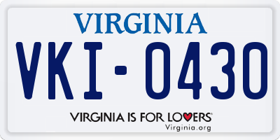 VA license plate VKI0430