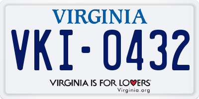 VA license plate VKI0432