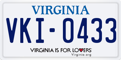 VA license plate VKI0433