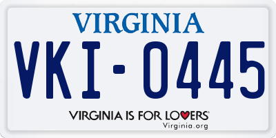 VA license plate VKI0445
