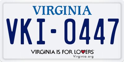VA license plate VKI0447