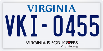 VA license plate VKI0455
