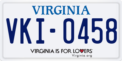 VA license plate VKI0458