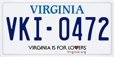 VA license plate VKI0472