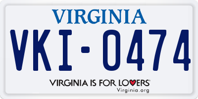 VA license plate VKI0474