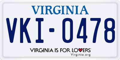 VA license plate VKI0478