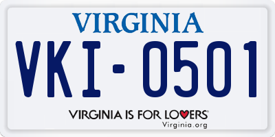 VA license plate VKI0501
