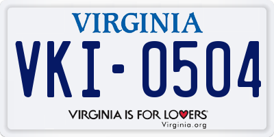 VA license plate VKI0504