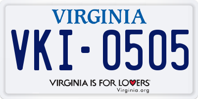 VA license plate VKI0505