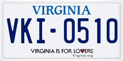 VA license plate VKI0510