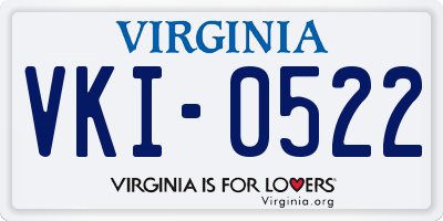 VA license plate VKI0522