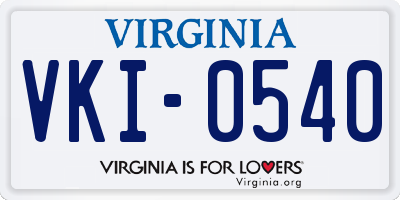 VA license plate VKI0540