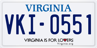 VA license plate VKI0551