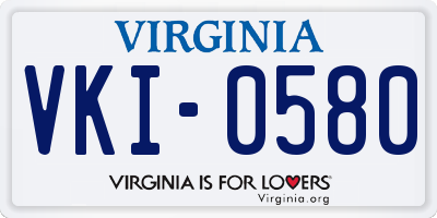 VA license plate VKI0580