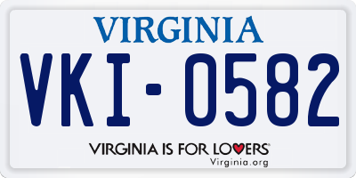 VA license plate VKI0582