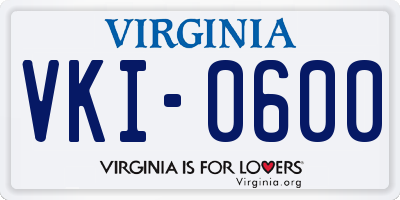 VA license plate VKI0600