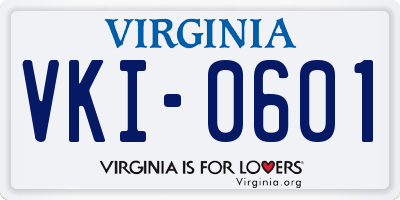 VA license plate VKI0601