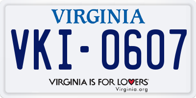 VA license plate VKI0607